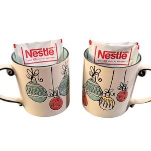 Sleigh Bell Bistro Festive Ornament Mugs with Nestle Hot Cocoa
